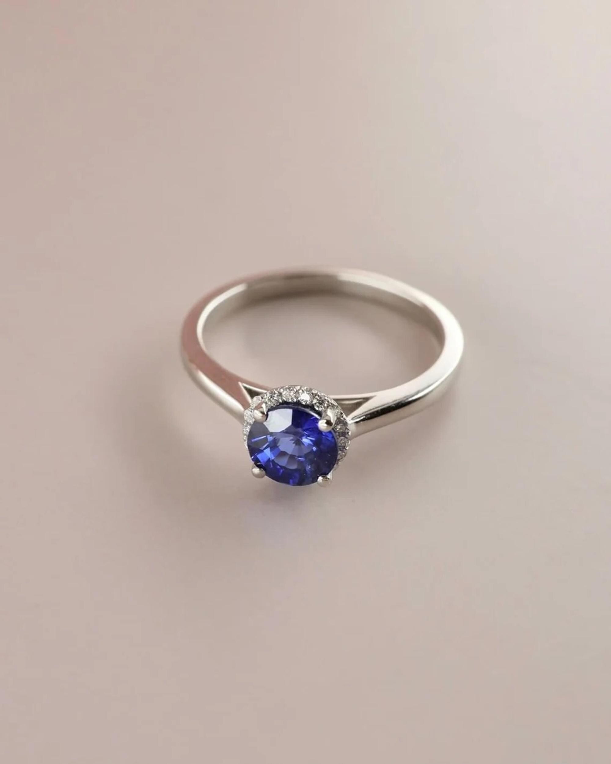 Tanzanite Solitaire Engagement Ring, Round Cut Blue Gemstone Ring In 14K White Gold, Dainty December Birthstone Promise Ring, Delicate Ring