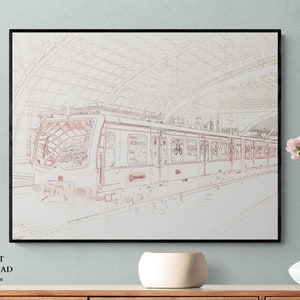 Berlin S-Bahn Bahnhof, Rabid Transit Railway, German Train Station Sketch, Famous German Landmarks, Minimalist Printable Art, Christmas Gift