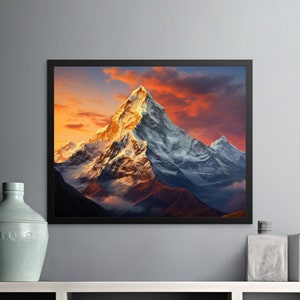 Mount Everest Nepal Tibet - Everest Summit Digital Print - Himalayan Peak, Snow-Capped Mountain, Instant Download