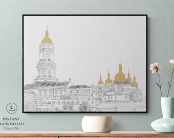 Kyiv Pechersk Lavra Monastery, Printable Instant Download, Heritage Site in Ukraine, Architectural Monument of Kyiv, Kyivo-Pechers'ka Lavra