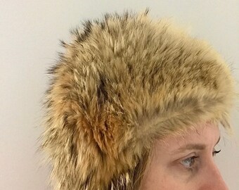Vintage 70s Big Fluffy Natural Fox Fur Hat Novotny Vintage Fox Fur Hat Tam 22 1/4 main image 3