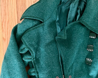 v i n t a g e / vintage Fouks made in FRANCE giacca invernale / cappotto da donna - verde bosco / cappotto natalizio