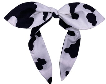 Cow print headband, cow knotted headband, cow print, animal print headband, knotted headband, knotted bow headband