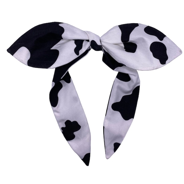Cow print headband, cow knotted headband, cow print, animal print headband, knotted headband, knotted bow headband