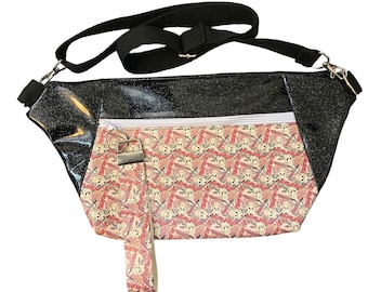Halloween Print Crossbody Bag, Faux Leather Fanny Pack