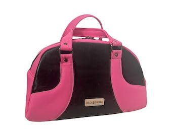 Maisie bowler bag, retro bowler bag, hot pink bag, handbag, bowler handbag