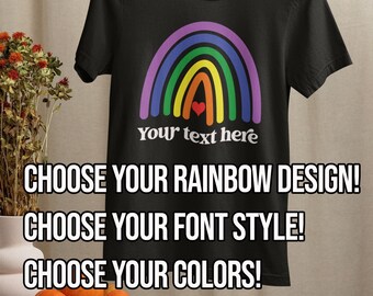Personalized Rainbow T-Shirt, Custom Text Shirt