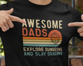 Retro DnD Dice Shirt, Dungeons And Dragons, D&D Tshirt for Dad, Gifts for Geeks, RPG Gamer Shirt, Dad Dungeon Master Gift, Role Playing Gift