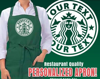 Personalized Barista Apron Design, Custom Apron, Coffee Shop Costume, Coffee Lover Gift, New Home Gift, Housewarming Gift, Mother's Day Gift