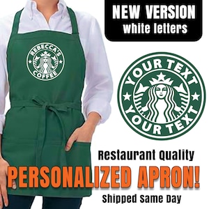 Personalized Barista Apron, Custom Restaurant Cafe Apron,  Coffee Lover Gift, New Home Gift, Housewarming Gift, Mother's Day Gift