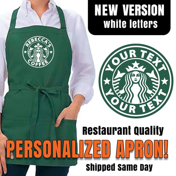 Personalized Barista Apron, Custom Restaurant Cafe Apron,  Coffee Lover Gift, New Home Gift, Housewarming Gift, Mother's Day Gift