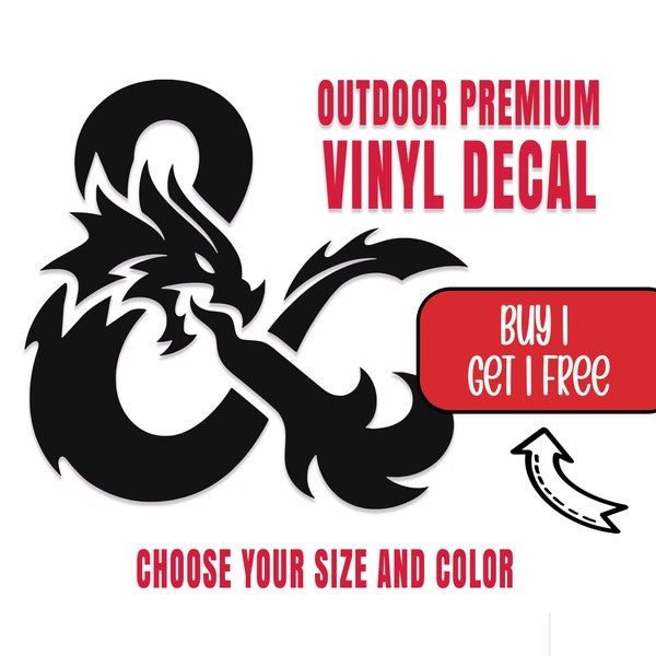 DND Logo Sticker Decal, Dungeons and Dragons Ampersand for Indoor or Outdoor Use,  Choose Size and Color, Buy 1 Get 2, FAST same day ship