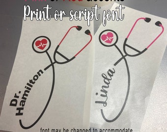 Personalized Nurse Decal,  Stethoscope Sticker for DIY Nurse gifts,  Nurse Appreciation Week, FAST shipping