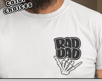 Cool Rad Dad Tshirt, Rock On Skeleton Hand, Fathers Day Gift, Trendy Dad Jokes Tee For Best Dad Ever, Plus Sizes 3x 4x 5x