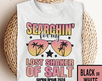 Personalized Girls Trip Summer Vibes Tee, Customized Spring Break Vacation, Searchin For My Lost Shaker of Salt, Margaritaville, Island Life