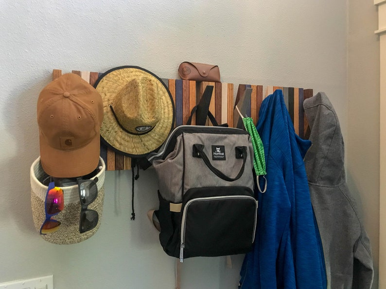 GRAND Modern Coat Rack MCM Wall Mounted Flip Fold Hooks Nat Etsy