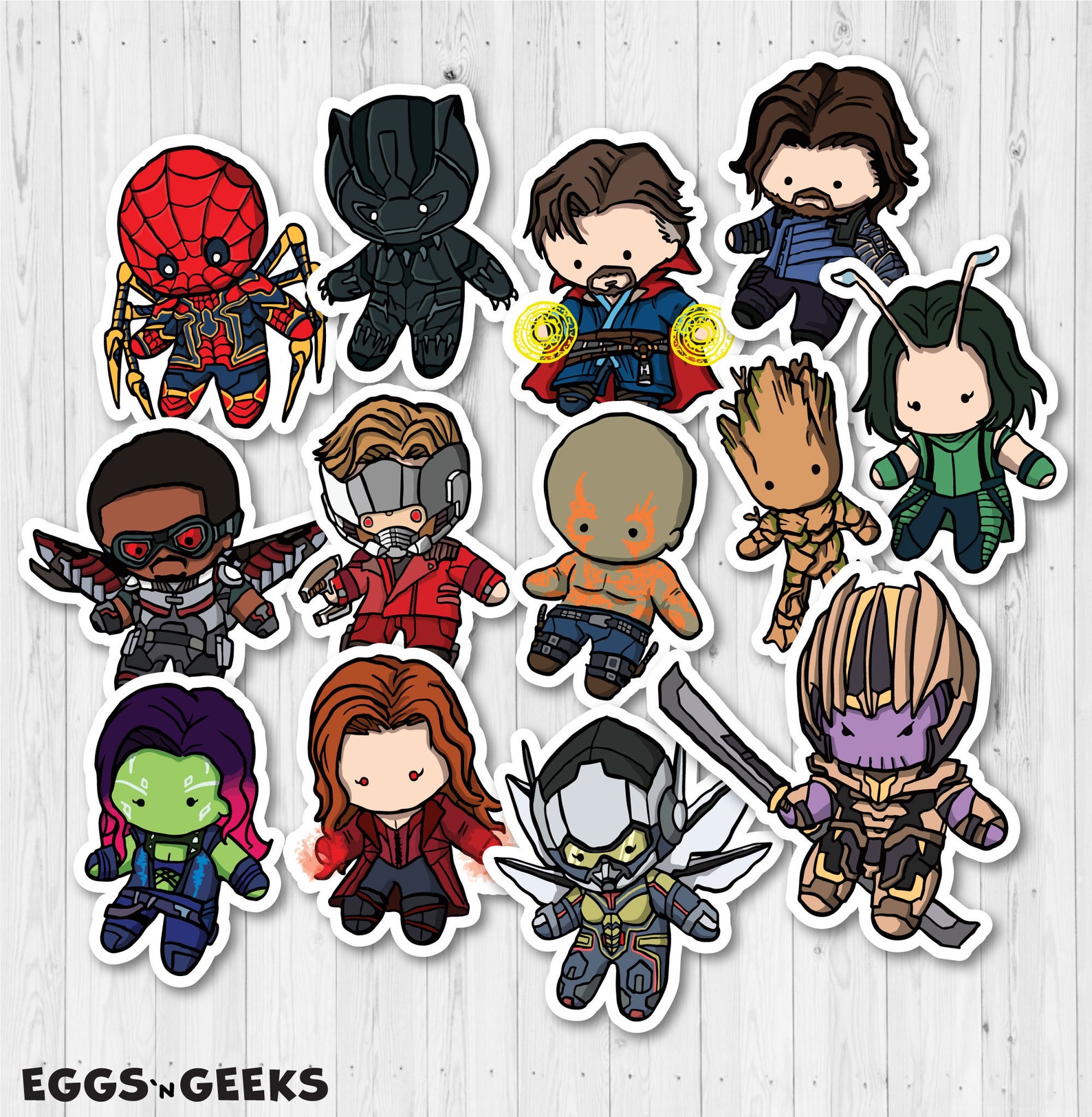 Marvel MCU Avengers Endgame Series Two Fanart Stickers Etsy