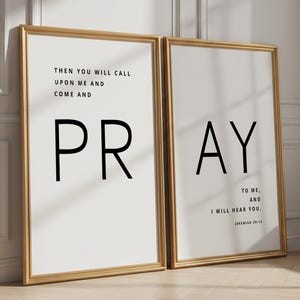 Jeremiah 29 11 12 Wall Art Set of 2, Christian Home Decor, Prayer Room Signs, Modern Bible Verse (Digital Download)