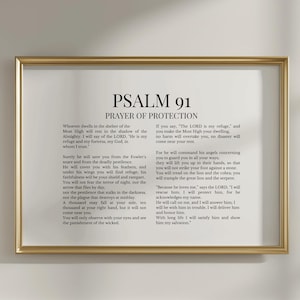 Psalm 91 Wall Art, Christian Prayer of Protection Print, Bible Verse Poster, Religious Scripture Decor, Faith Printable, Gift for Believers