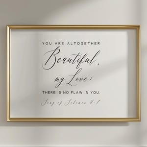 Bible Verse Wall Art Scripture Printable for Christian Home Song of Solomon 4:7 Christian Gift for Her Digital Religious Wall Art