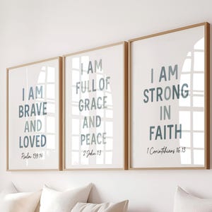 Baby Boy Baptism Gift Christian Wall Art Set for Boys Room Bible Verse Prints Christian Nursery Gift Faith Posters Christian Nursery Decor