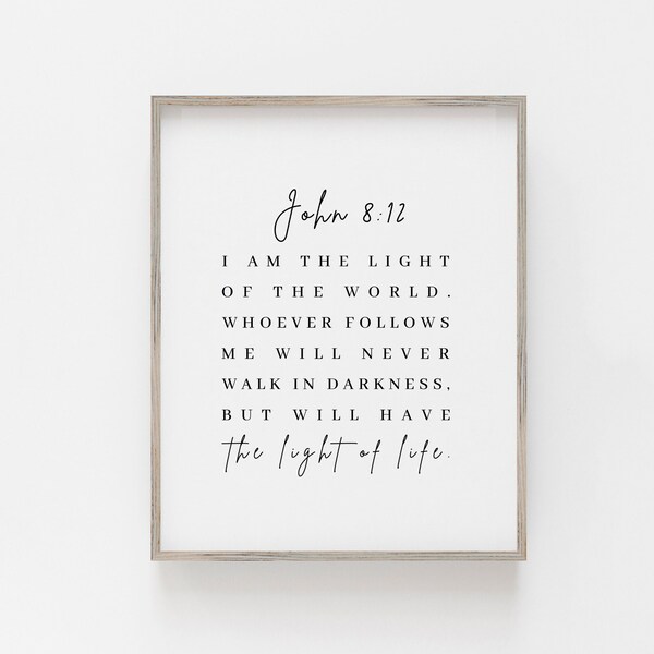 Bible Verse Print for Home and Office Decor - Your Own "Light of the World" Wall Art with Inspiring Scripture and Modern Font, 5 Sizes