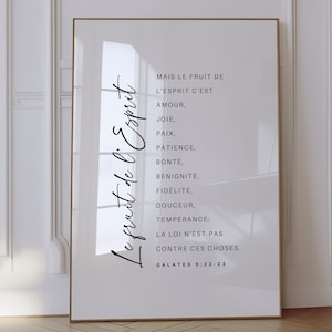 Versets en francais Fruit of the Spirit Bible Verse Wall Art Scripture Print Download Wall Art Christian Gift Religious 5 Sizes