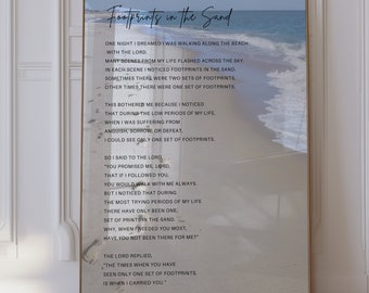 Footprints in the Sand Print: Christian Prayer Art (Digital Download)