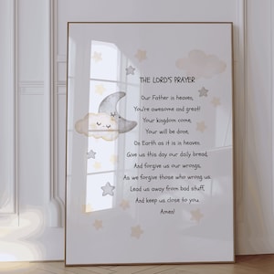 The Lord’s Prayer for Kids, Printable Wall Art for Church Sunday School and Christian Classroom Decor, Children&#39;s Christian Education