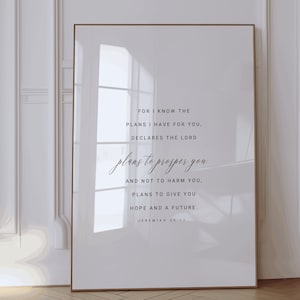 Jeremiah 29:11 Hope and a Future Scripture Wall Art, Printable Wall Art, Scripture Print Download, Bible Verse Print, Various 5 Sizes