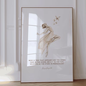 Höga Visan 6:10 Skriftplats Väggkonst för flickor i sovrummet Beskrivning Barnrum Väggdekor Presentidéer Balett-tema Barnrum Dansstudio Väggkonst