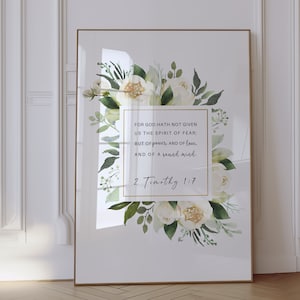 Bible Verse Wall Print Christian Home Decor Modern Scripture Quote Wall Art Decor Rustic Family Gift Inspirational Christian Floral Wall Art