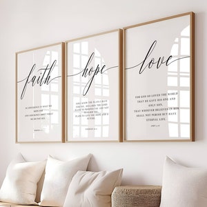Bible Verse Prints Faith Hope Love Wall Art Christian Wall Decor Bedroom Wall Decor Religious Wall Art Scripture Prints Christian Gifts