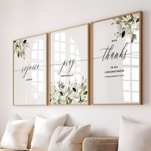 Botanical Bible Verse Prints: Christian Home Decor, Set of 3 (Digital Download)