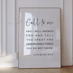 Jeremiah 33:3 Wall Art Christian Printable Decor Spiritual Gift Idea Instant Download Print Size Options Available Bible Verse Print
