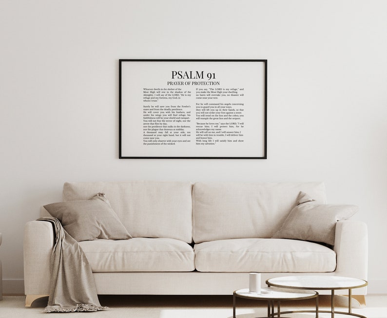 Psalm 91 Bible Verse Print: Minimalist Scripture Wall Art (digital ...