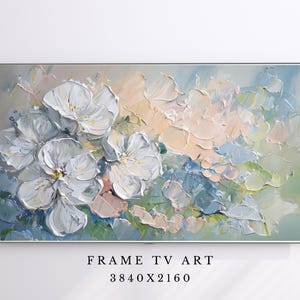 Abstract Floral TV Art for Samsung Frame, Botanical Digital Download, Oil Painting Style Pastel Wall Art DIGITAL DOWNLOAD