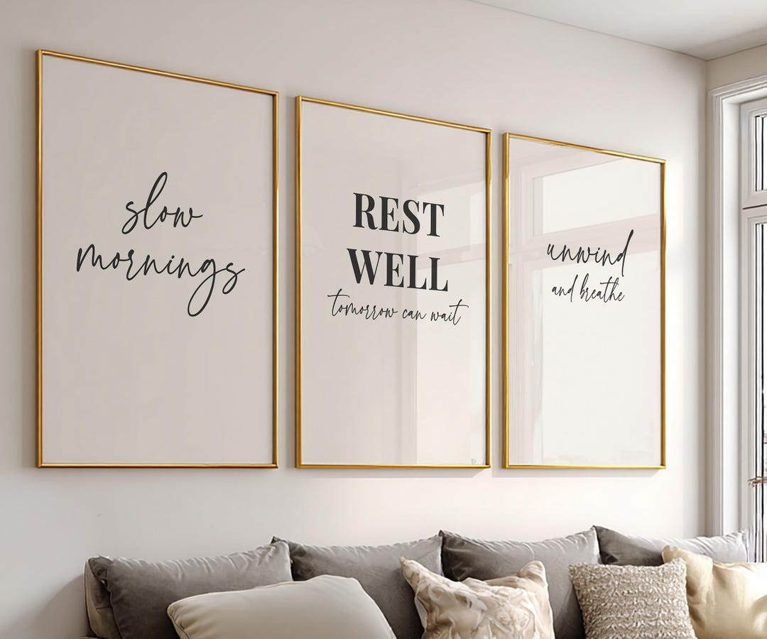 Neutral Bedroom Wall Art Set of 3, Minimalist Calm Bedroom Posters ...