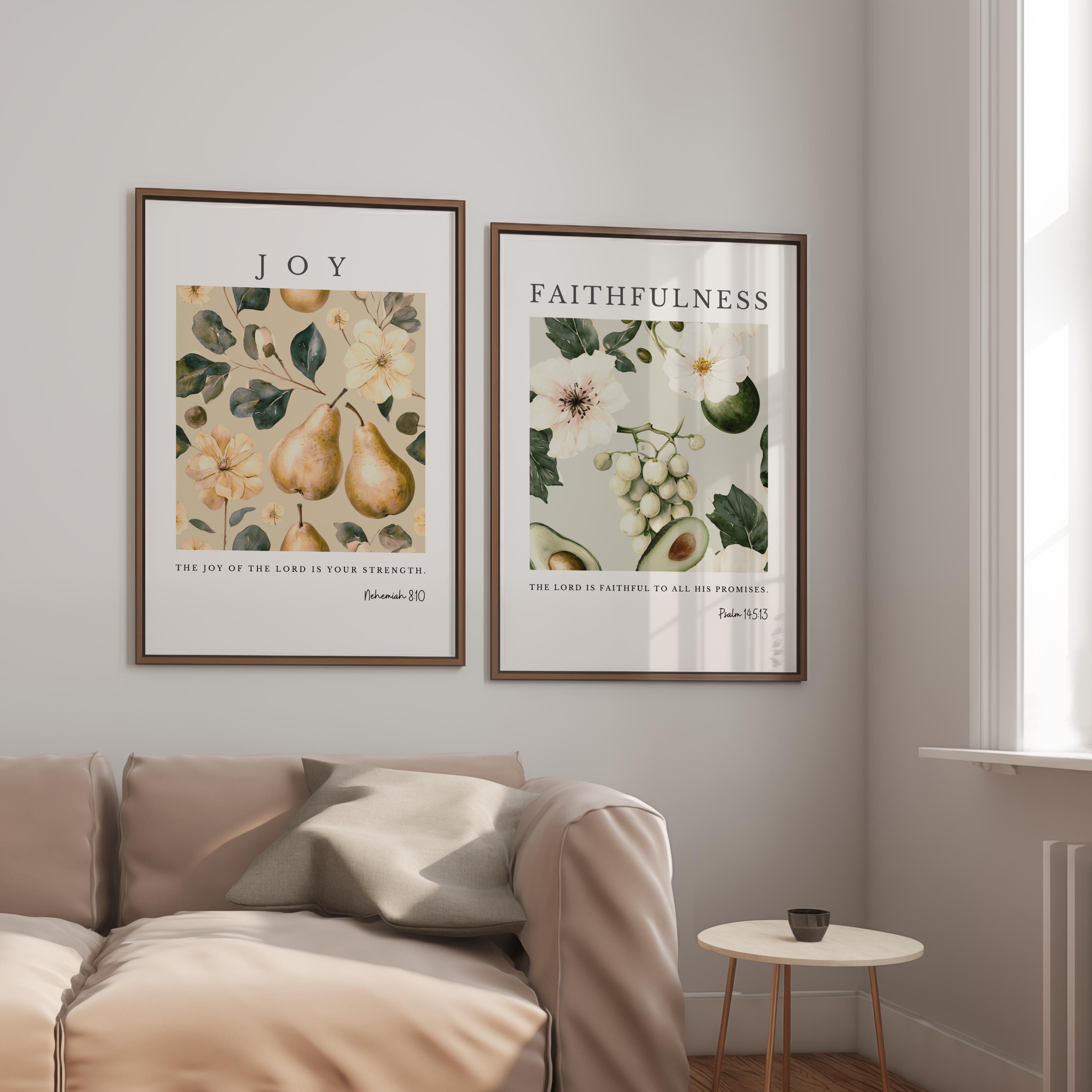 Fruit of the Spirit Wall Art Set of 9, Christian Bible Verse Prints ...