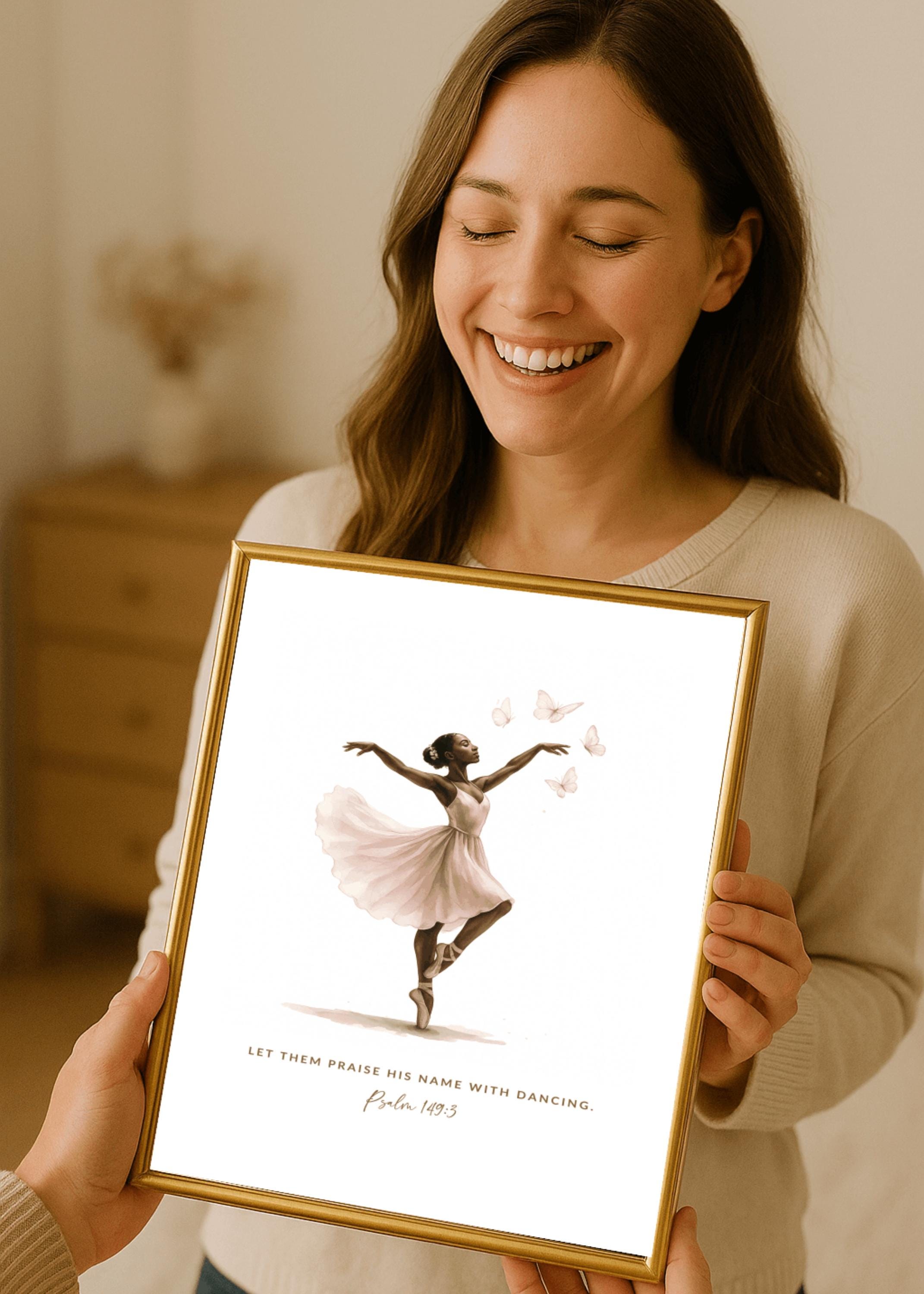 thumbnail image 2 of Ballerina Christian Nursery Print - Let Them Praise His Name With Danc – Pixie Paper Store 2 of 10