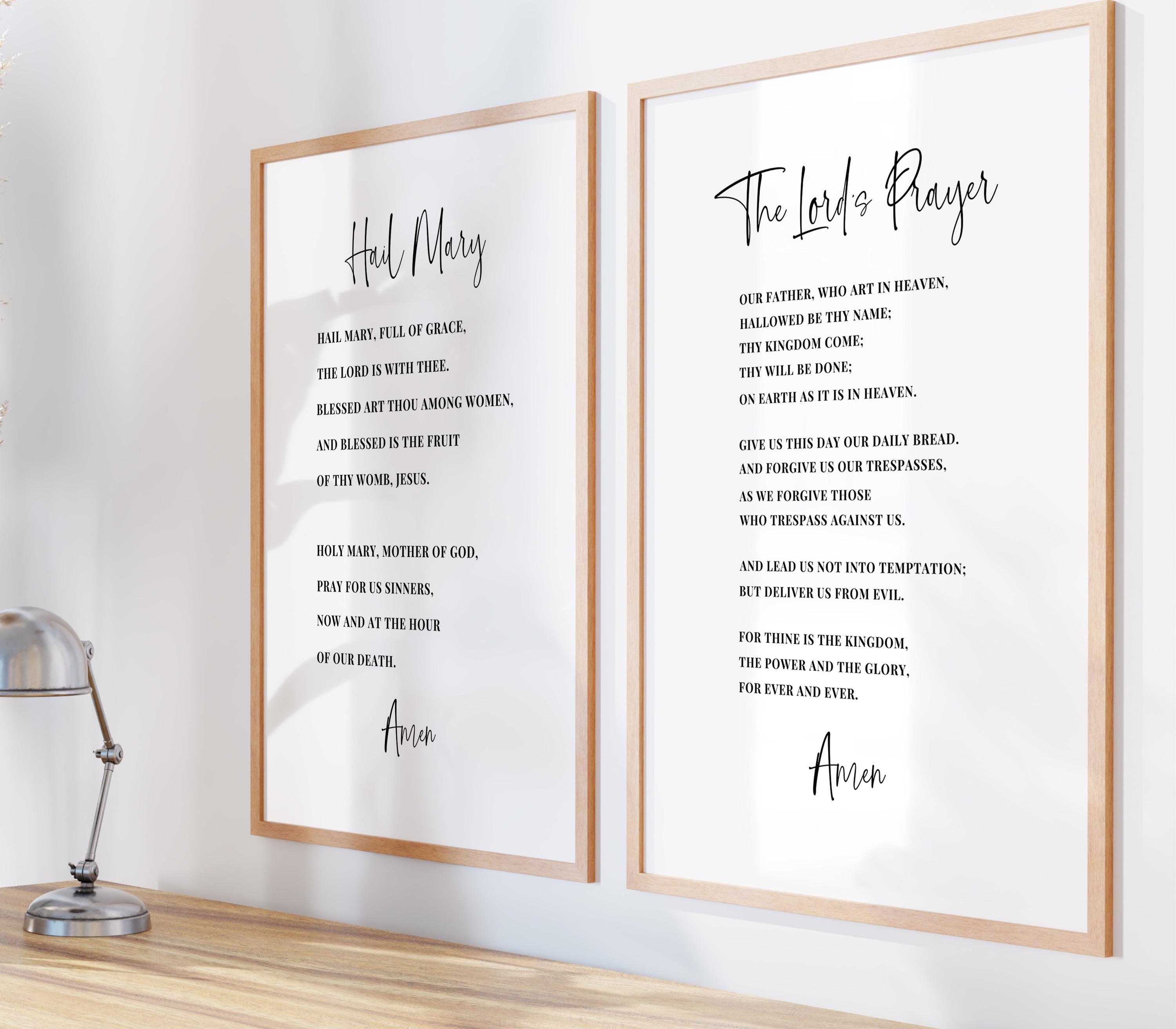 The Lord’s Prayer and Hail Mary Printable Wall Art Set, Catholic Prayer ...