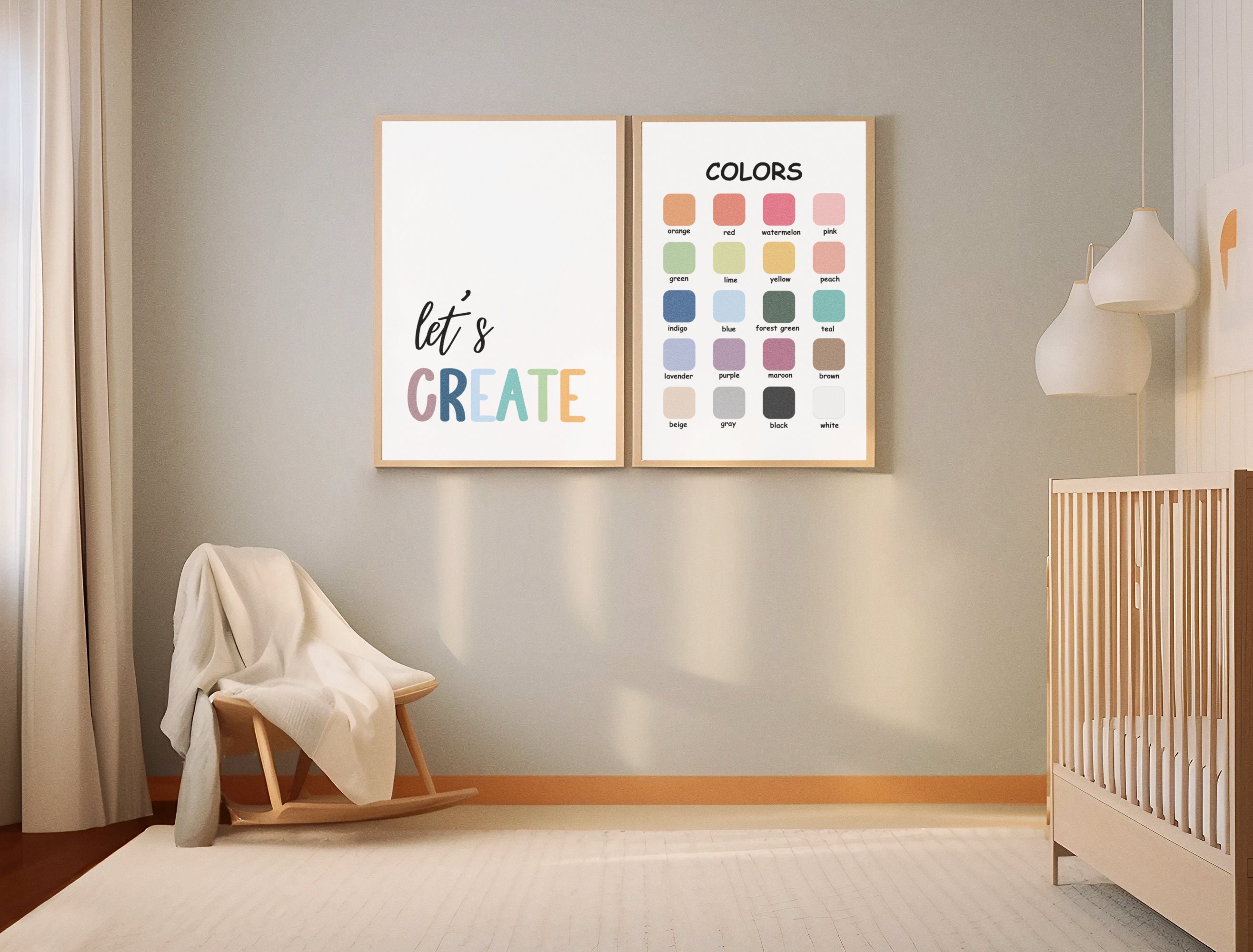 Color Chart Posters: Preschool Learning, Educational Wall Art (digital ...