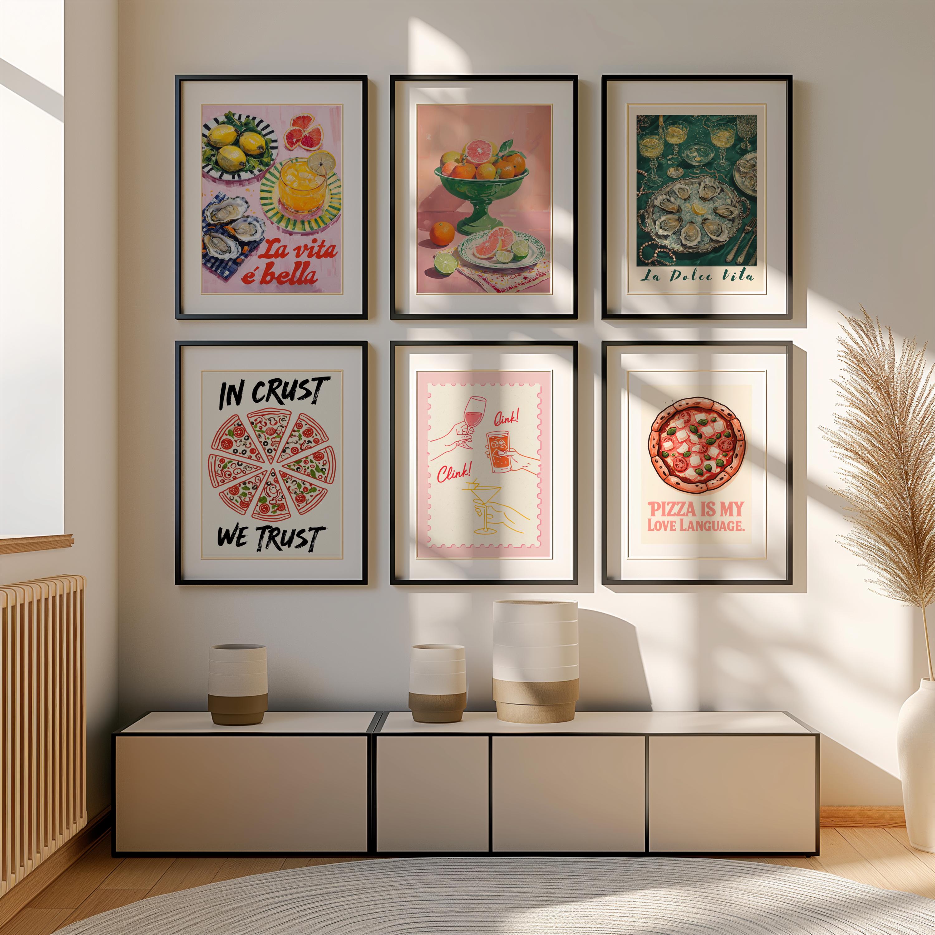500 kitchen wall art prints bundle, retro food and... Kitchen Wall Art Prints: Modern Food & Drink Gallery (digital Download ...