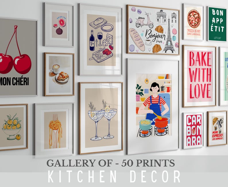 100+ kitchen art prints bundle, food & drink wall... Kitchen Wall Art Prints: Modern Food & Drink Gallery (digital Download ...