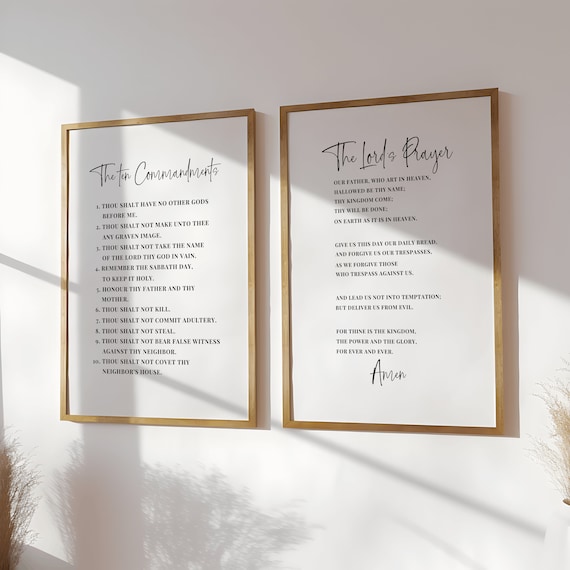 Religious Wall Art Set: 10 Commandments & Lord's Prayer (Digital Download)