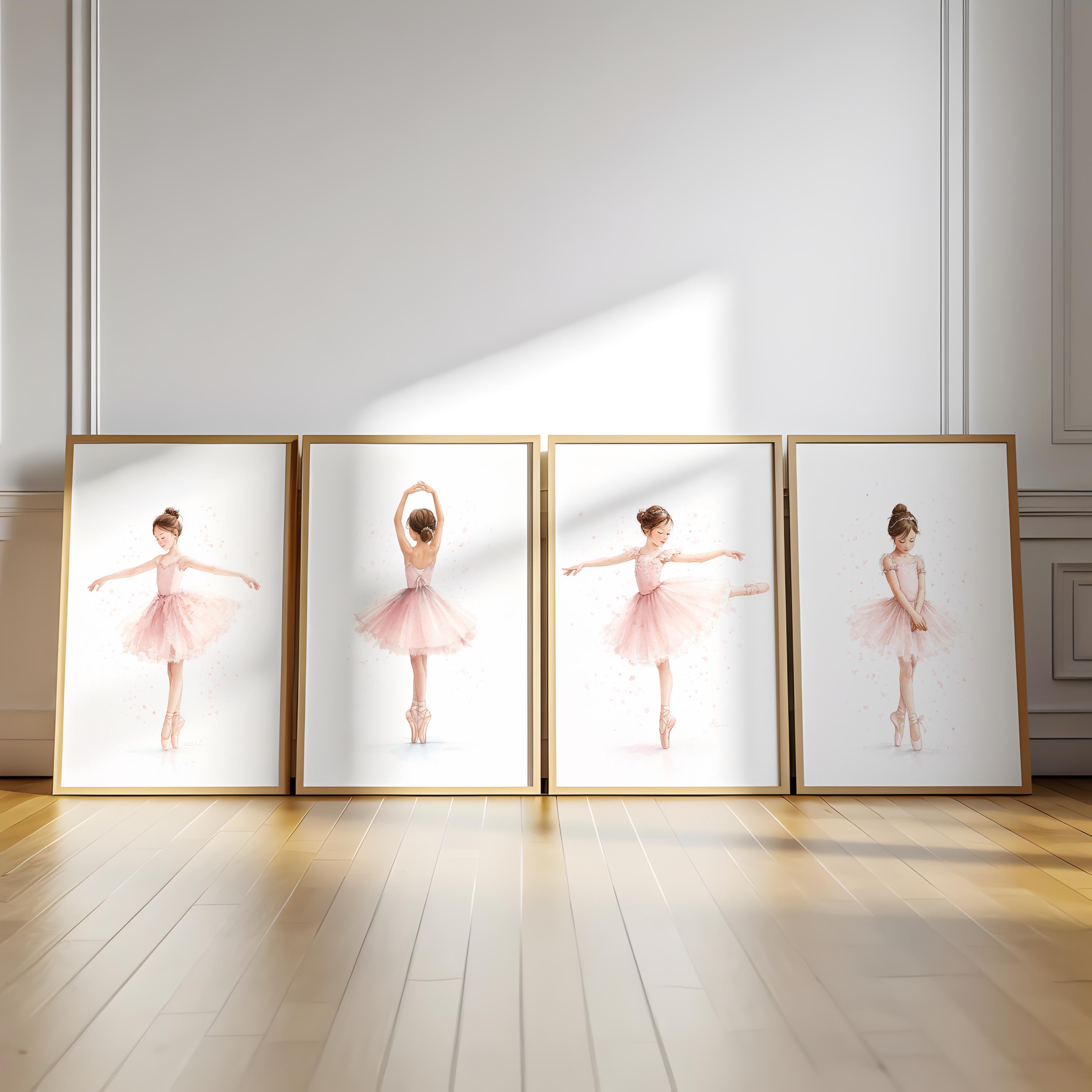 Watercolor Ballerina Prints Set, Pink Ballet Nursery Decor (digital ...