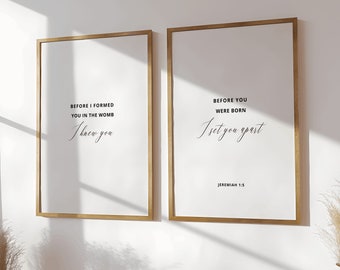 Jeremiah 1:5 Nursery Bible Verse Wall Art, Christian Baby Girl Boy Room, Scripture Wall Art, Christian Gift for Newborn, Baby Room Scripture