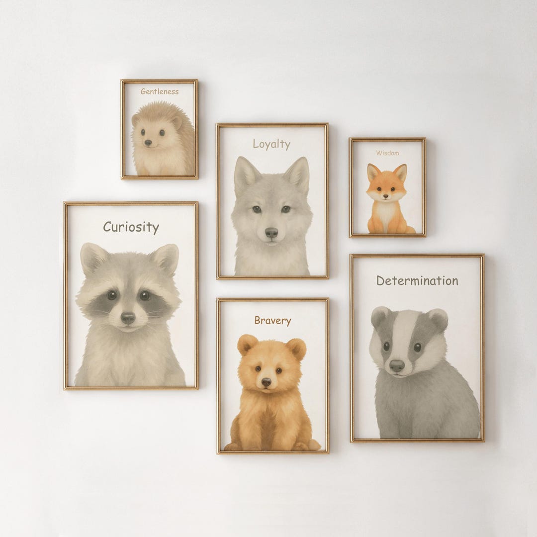 Woodland Animals Nursery Wall Art Set of 6 Baby Forest Animal Prints ...