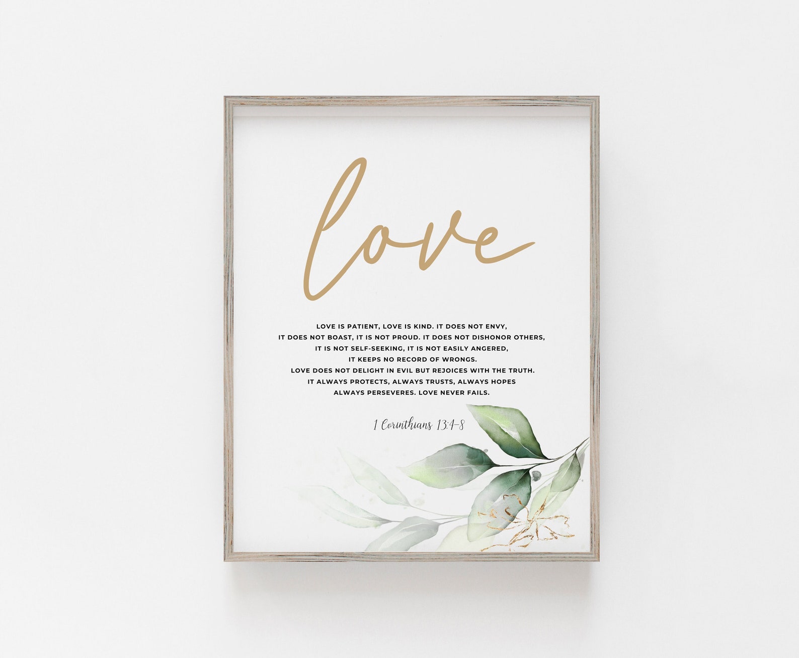 1 Corinthians 13:4-8 Love Bible Verse Print, Floral Christian Wall Art ...