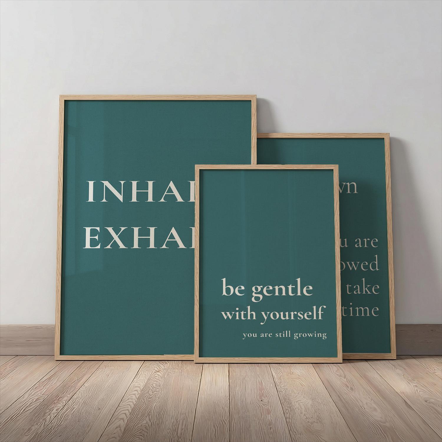 Teal Minimalist Wall Art Set of 3, Neutral Typography Prints, Calm ...